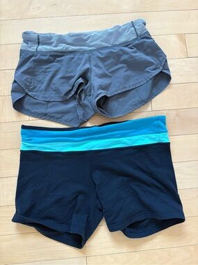 Lululemon Lot of 2 Shorts: Black and Teal and Gray Running Shorts